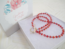 Load image into Gallery viewer, Holiday Sparkle In Red & Green: A Swarovski Crystal Necklace From Gemstrings By Phyllis & Terry | Value: $25
