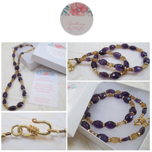 Load image into Gallery viewer, Mardi Gras Ready: An Amethyst, Citrine and Rondelle Necklace From Gemstrings By Phyllis & Terry | Value: $65