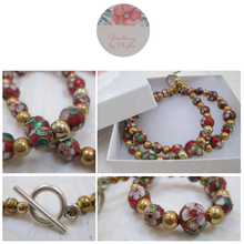 Load image into Gallery viewer, Red Elegance: A Rich In Cloisonné Necklace From Gemstrings From Phyllis & Terry | Value: $60