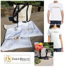 Load image into Gallery viewer, Two Fawn Rescue T-Shirts & Bumper Stickers & A Canvas Shopping Tote | Value: $110