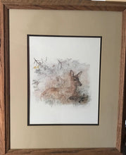 Load image into Gallery viewer, Framed Mads Stage Watercolor of Doe & Fawn | Value $175