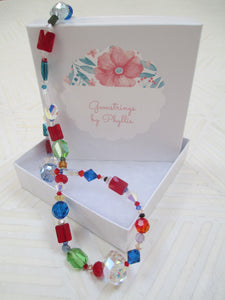 Color Explosion: A Multicolor Swarovski Crystal Necklace from Gemstrings by Phyllis & Terry | Value $50