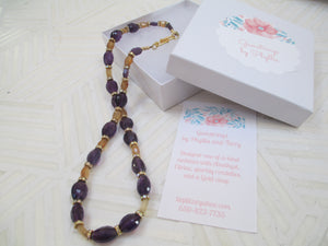 Mardi Gras Ready: An Amethyst, Citrine and Rondelle Necklace From Gemstrings By Phyllis & Terry | Value: $65