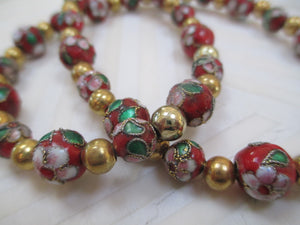 Red Elegance: A Rich In Cloisonné Necklace From Gemstrings From Phyllis & Terry | Value: $60