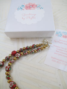 Red Elegance: A Rich In Cloisonné Necklace From Gemstrings From Phyllis & Terry | Value: $60