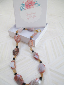 Desert Reflection: A Jasper, Citrine & Black Spinel Bead Necklace from Gemstrings by Phyllis & Terry | Value: $65