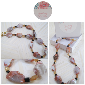 Desert Reflection: A Jasper, Citrine & Black Spinel Bead Necklace from Gemstrings by Phyllis & Terry | Value: $65