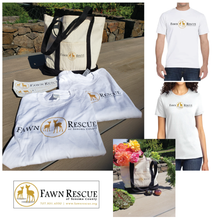 Load image into Gallery viewer, Two Fawn Rescue T-Shirts &amp; Bumper Stickers &amp; A Canvas Shopping Tote | Value: $110
